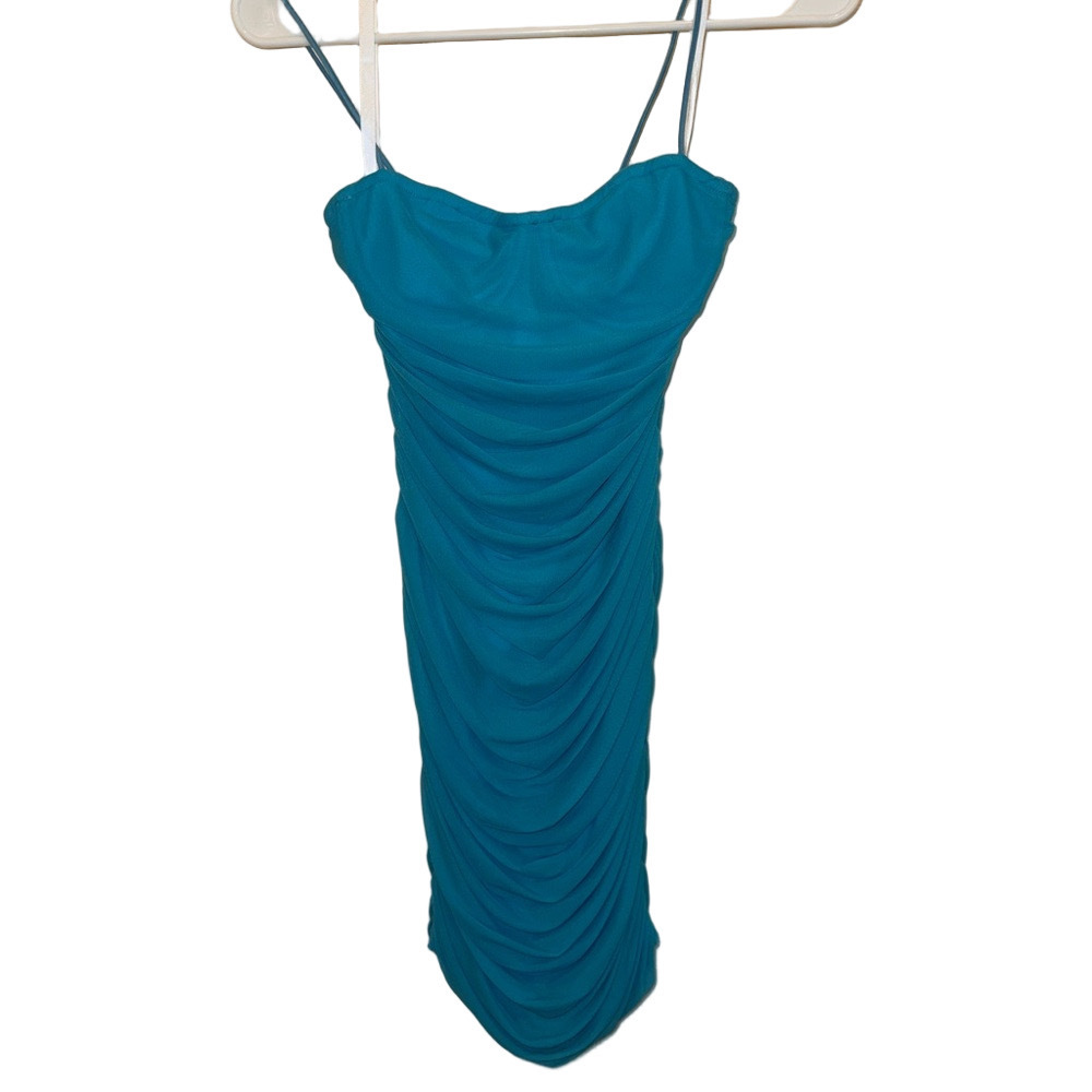 Superdown Strapless Turquoise Dress